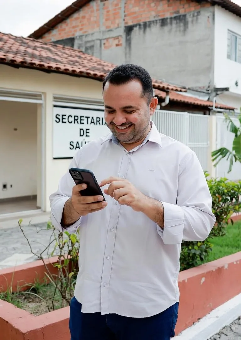 Public manager consulting Docana via WhatsApp in the field